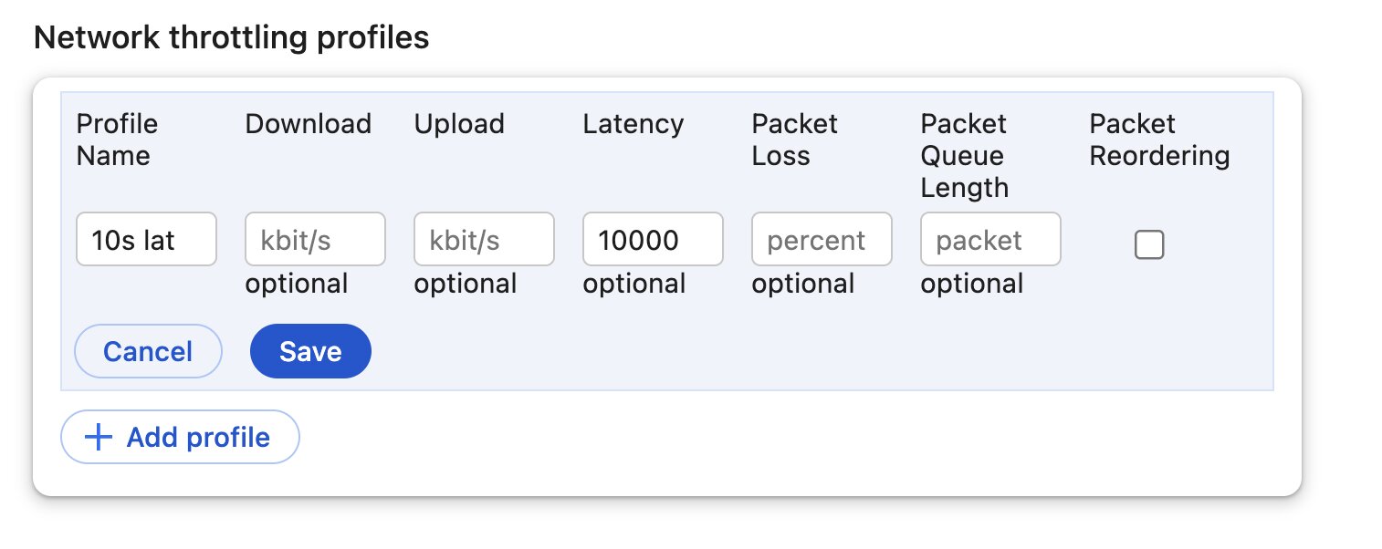 Chrome DevTools Request Throttling Profile