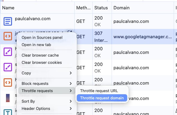 Chrome DevTools Request Throttling